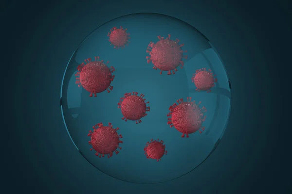 Renderização Coronavirus Dentro Bolha Conceito Infectar Células Vivas — Fotografia de Stock