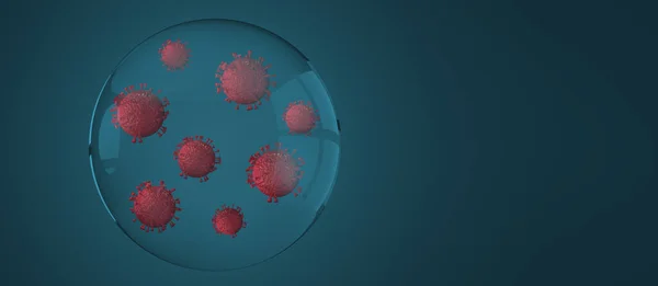 Renderização Coronavirus Dentro Bolha Conceito Infectar Células Vivas Design Amplo — Fotografia de Stock