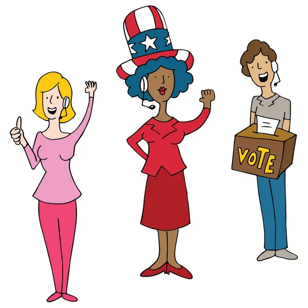 Image Headset Wearing Operators Election Day Voting Cartoon Stock Illustration