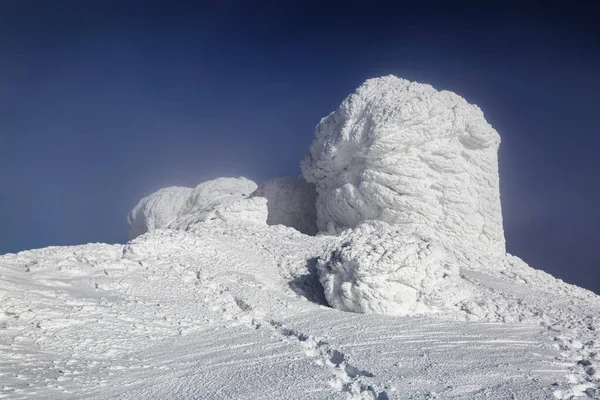 Old Observatory Covered Textured Snow Winter Scenery Beautiful Landscape High — Stock Photo, Image