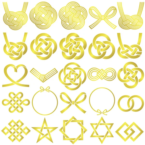 Mizuhiki Japonské Rodinné Znaky Mizuhiki Dekorativní Japonské Kabel Provázkovým — Stockový vektor