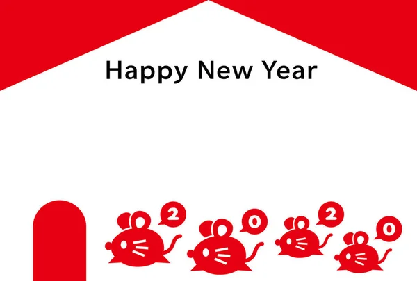 New Year Card Mouse House — Stock Vector