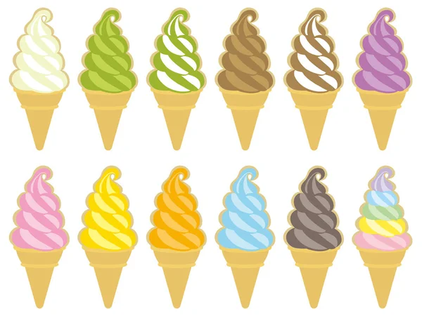 Renkli Dondurma Seti — Stok Vektör