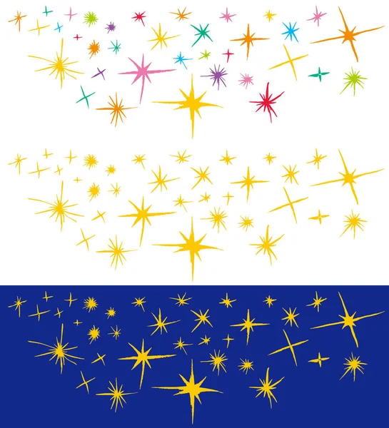Meg Csillag Illusztrációk Éjszakai Égbolton Csillagok Kézzel Rajzolt Illusztrációk — Stock Vector