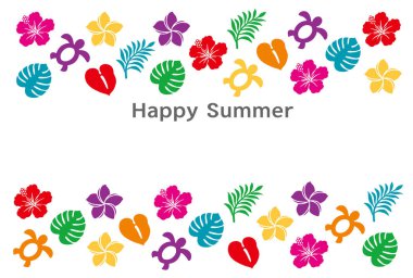 tropikal simgeler ile yaz tebrik kartı.