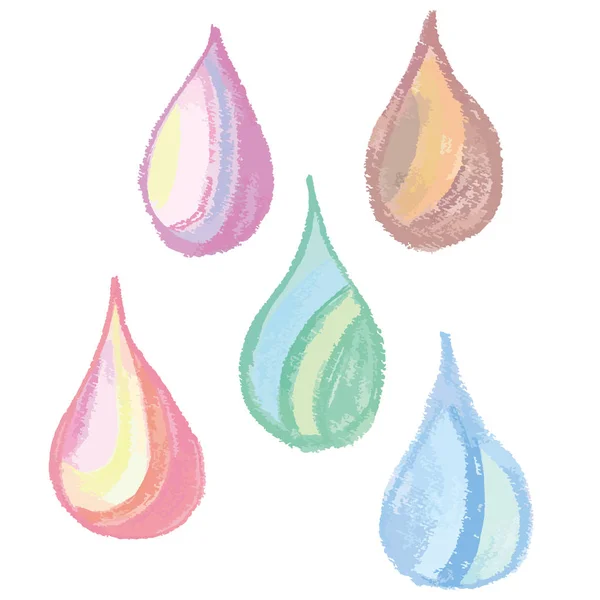 Gocce Pioggia Pastello Dipinto Illustrazione Disegnata Mano — Vettoriale Stock