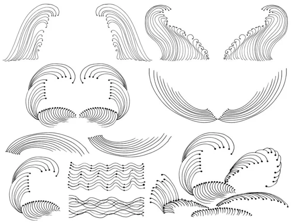 Wave Frame Set Van Wave Illustraties — Stockvector