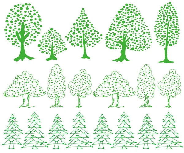 Set Tree Lines — Stock Vector