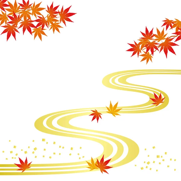 秋天的叶子和河流 日本图片 — 图库矢量图片