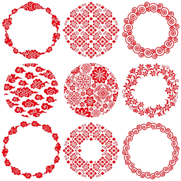Ensemble Cadres Cercle Chinois — Image vectorielle