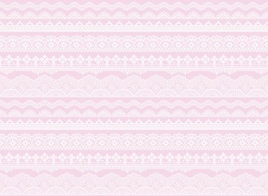 Açık mor arkaplan ve dantel süslemeleri.