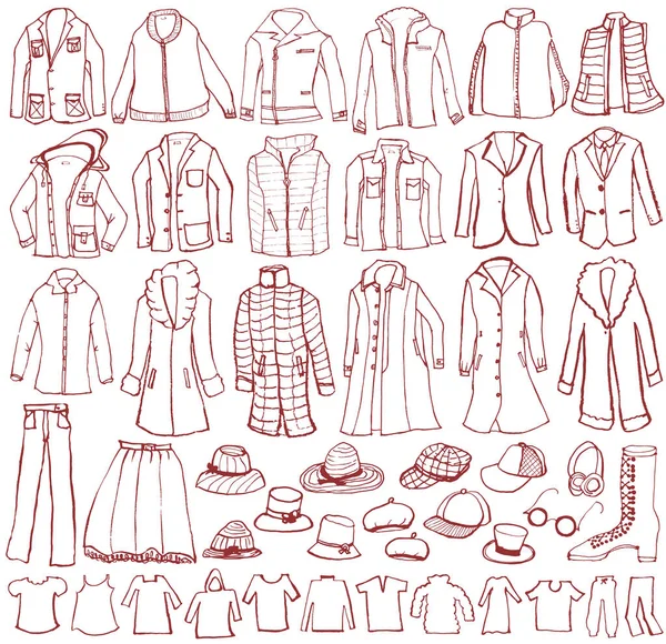 Oblečení Pánská Móda Ručně Kreslené Ilustrace — Stockový vektor
