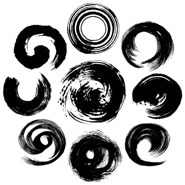 Ensemble Cercles Illustrations Coup Pinceau — Image vectorielle
