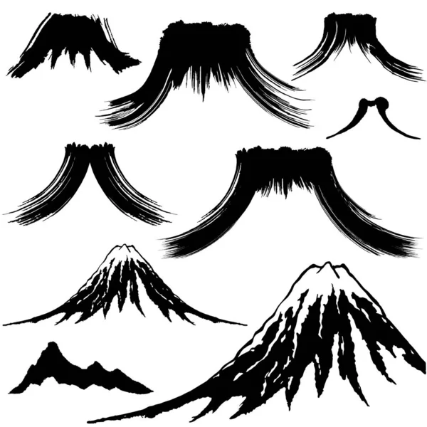 Mountain Volcano Mountain Hand Drawn Illustrations — Stock Vector