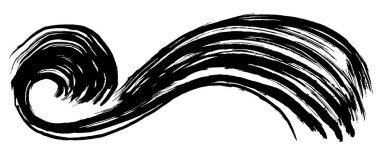 Mürekkep dokusu. Dalga. fırça darbesi illüstrasyonu.