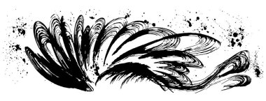 Mürekkep sıçraması. fırça darbesi illüstrasyonu.