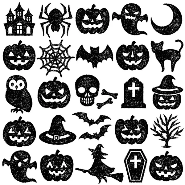 Ensemble Icônes Halloween Set Timbres — Image vectorielle