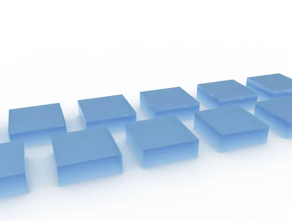 Blue Glass Cubes White Background — Stock Photo, Image