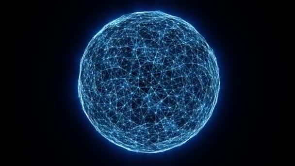Rendering Abstrakter Blauer Globus Struktur Mit Teilchen Digitaler Technologie — Stockvideo