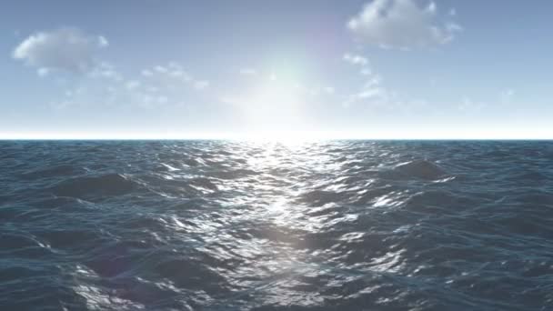 Calm Blue Ocean Waves Bright Sun Seamless Loop — Stock Video