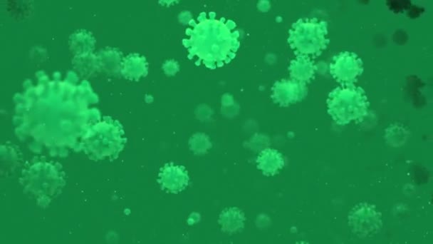 Fondo Vídeo Microscópico Células Virales Verdes — Vídeos de Stock