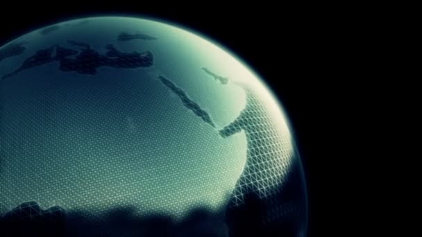 Digitale Earth Globe Close Draadframe — Stockvideo