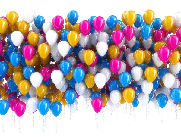 Ballons Multicolores Isolés Sur Blanc — Photo