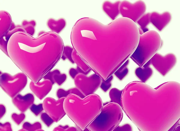 Glansiga hjärtan 3D illustration — Stockfoto
