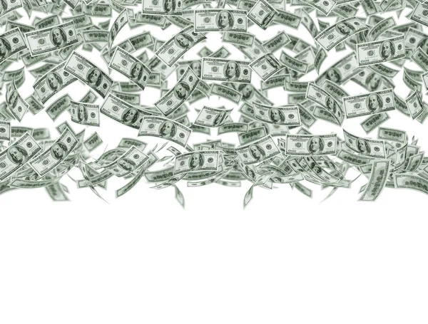 Fallande pengarna på vit bakgrund — Stockfoto