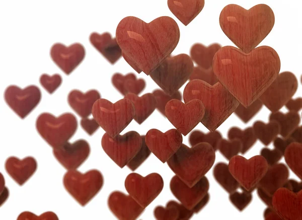 Abstract wooden 3d hearts — Stock Photo, Image