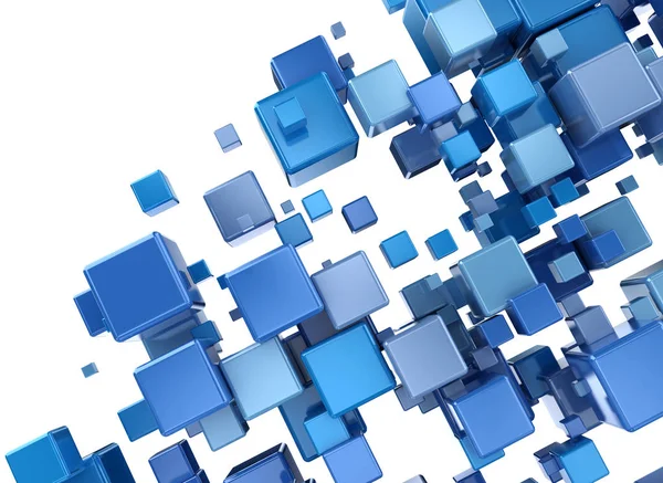 抽象的なデジタル青い3Dキューブ — ストック写真