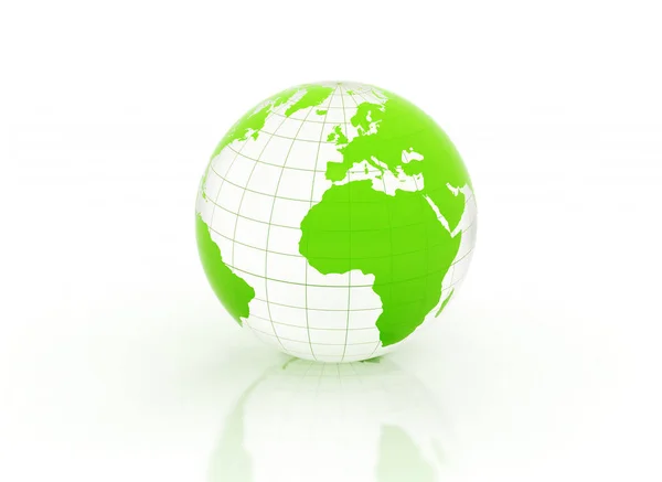 グリーンガラス世界の地球儀 — ストック写真