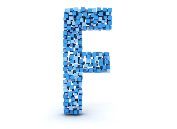3D letter F build out of cubes — Stock Photo, Image