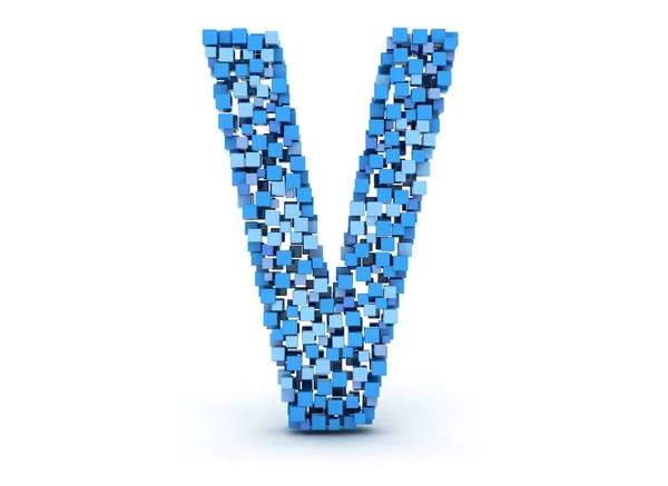 3D letter V build out of cubes — Stock Photo, Image