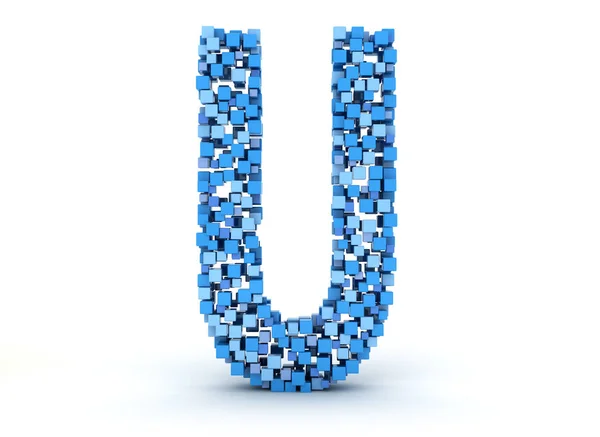 3D bokstaven u utbyggnaden av kuber — Stockfoto