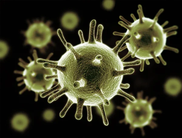 Віруси в зараженому організмі 3D ілюстрація — стокове фото