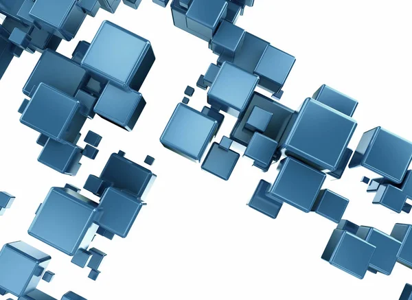 Abstracte 3D digitale blauwe kubussen achtergrond — Stockfoto
