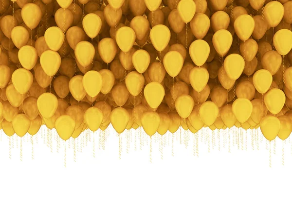 Goldene Feier Hintergrund. Gruppe von Goldballons isoliert o — Stockfoto