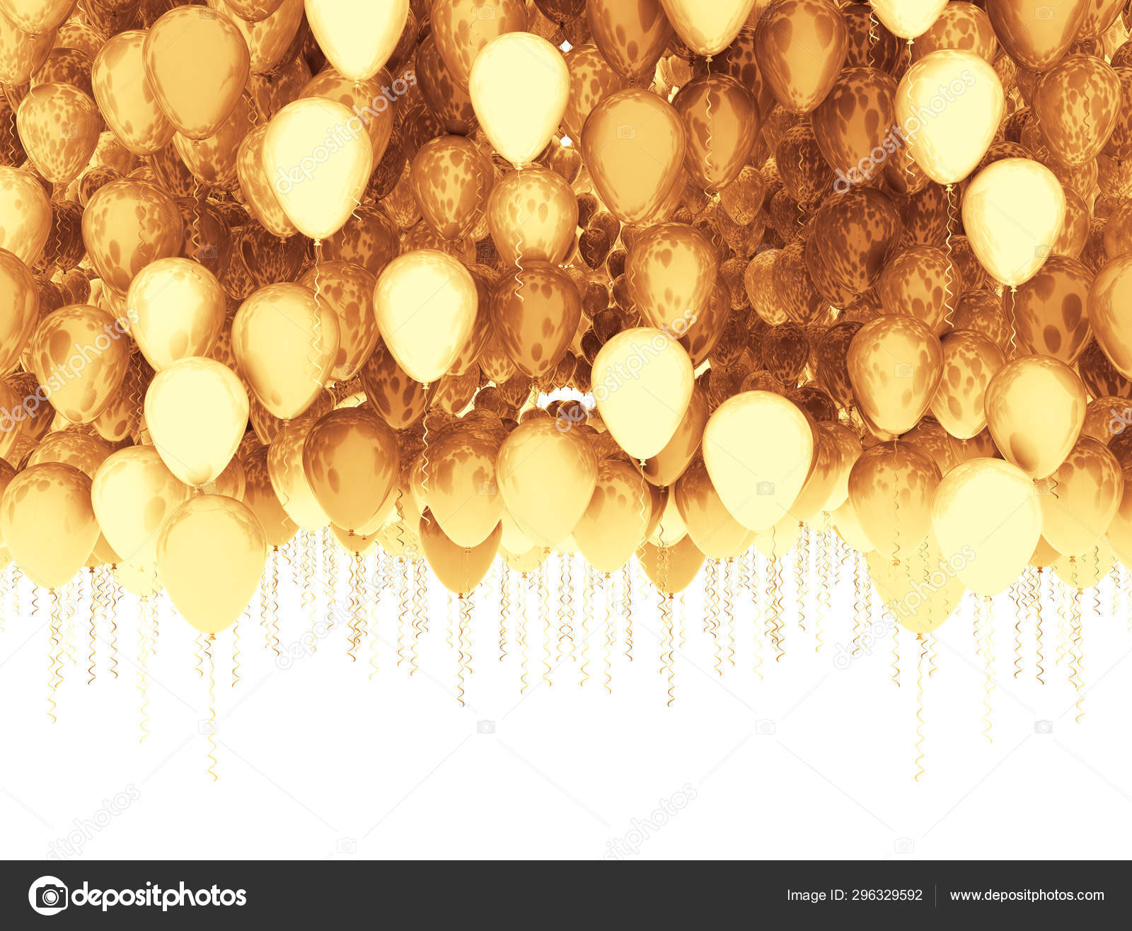 Golden celebration background. Group of gold balloons isolated o Stock  Photo by ©Jezper 296329592