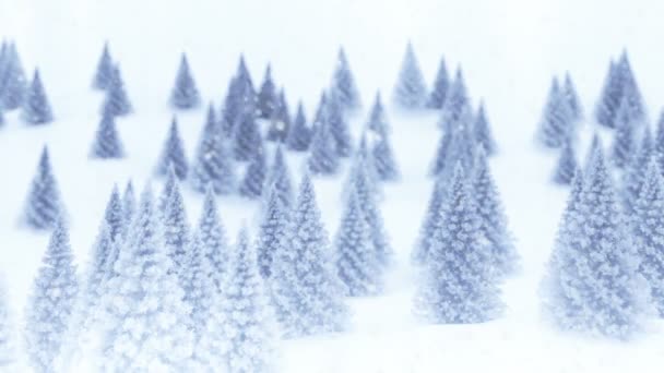 Winterlandschap Met Vallende Sneeuw — Stockvideo