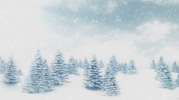 Zachte Vallende Sneeuw Winter Landschap — Stockvideo