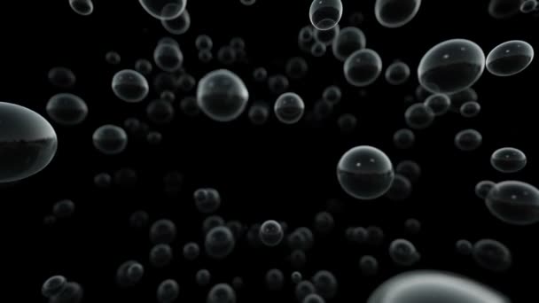 Abstract Sphere Bubbles Moving Black Background Seamless Loop — Stock Video