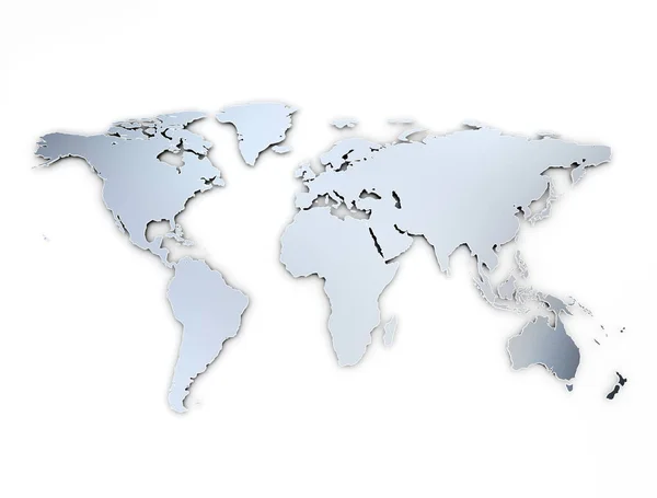 Mappa del mondo texture metallica con ombra — Foto Stock