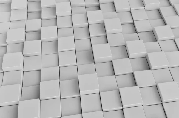 Campo de cubos 3d brancos. Imagem de fundo de renderização 3d — Fotografia de Stock