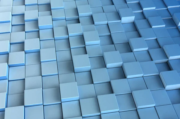 Blauwe 3D-kubussen. 3D-achtergrondafbeelding renderen — Stockfoto