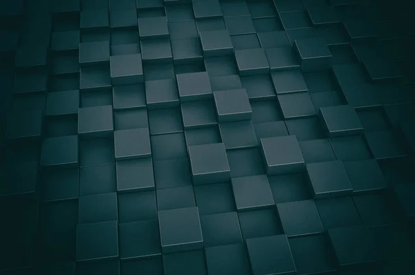 ダークブルー3Dボックス背景デジタルキューブ抽象 — ストック写真