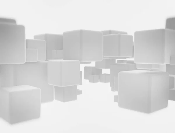 Абстрактная Геометрия Белых Летающих Кубиков — стоковое фото