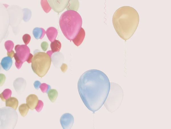 Kleurrijke Ballonnen Vliegen Viering Achtergrond — Stockfoto