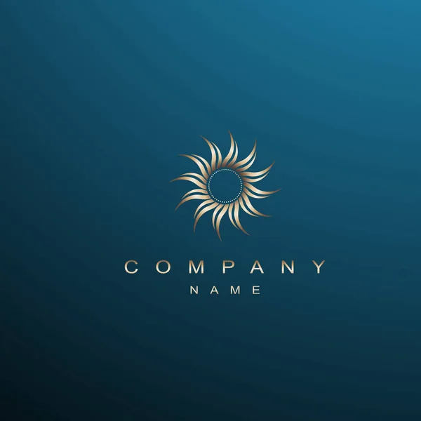 Golden Sun Logo Blue Background Text Writed Arial Fuente Gratuita — Foto de Stock