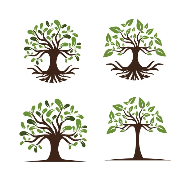 Illustration Tree Logo Set — Stock Vector
